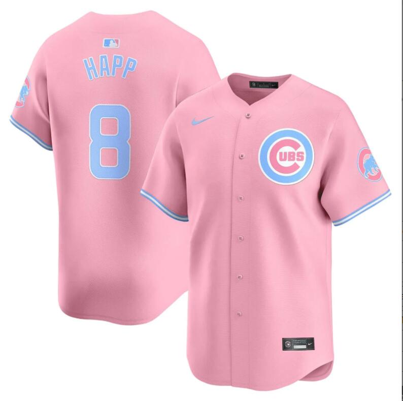 Men Chicago Cubs #8 Happ pink 2024 Nike MLB jersey